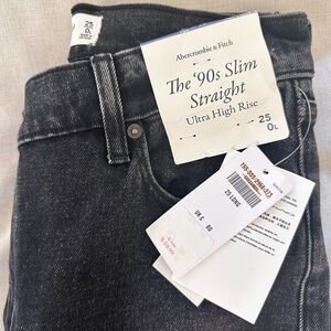 Abercrombie & Fitch straight leg jeans with cute cross button detail